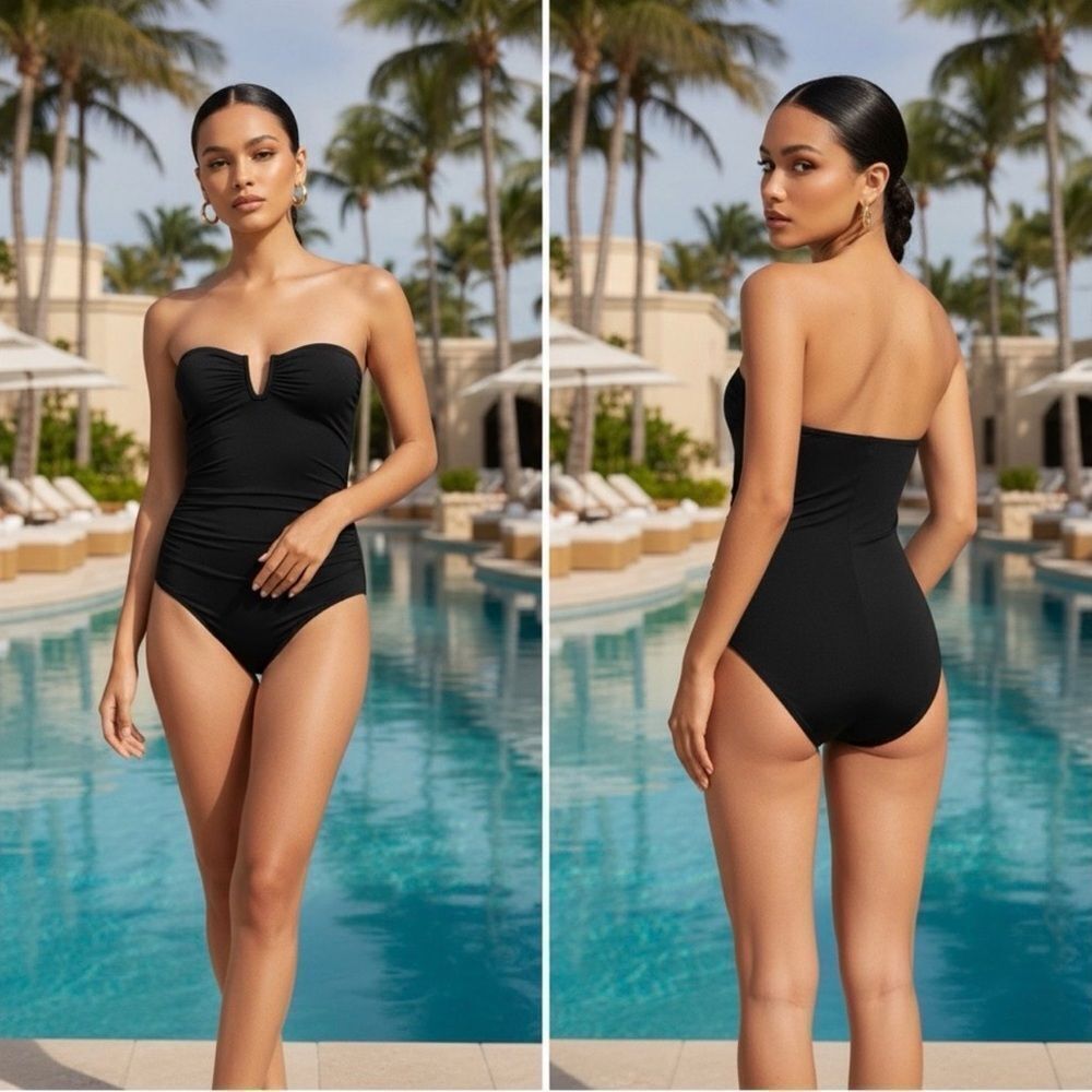 Land's End Sculpting Swim Suit One Piece Wave Technology Soft Cup Black Various